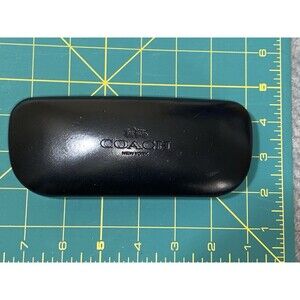 COACH Black Eyeglass Holder Clamshell Hard Case Velvet Lining with cloth
